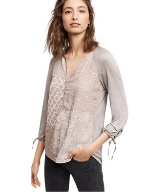 Anthropologie Tiny Silk Blend Embellished Shirt